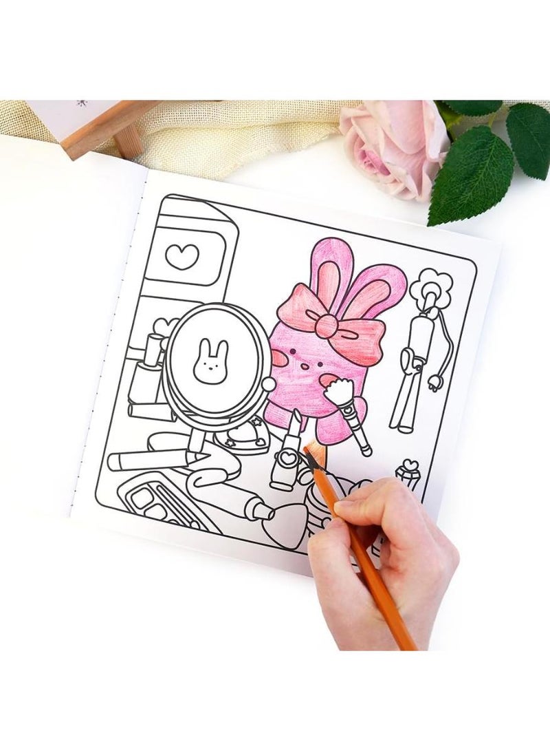 PAPERSAY Comfy Days- Cute Cartoon Coloring Book for Kids - Stress Relief & Creative Fun, Black and White Drawing Pages for Boys Girls, Perfect for Early Learning & Art Activities - Image 5
